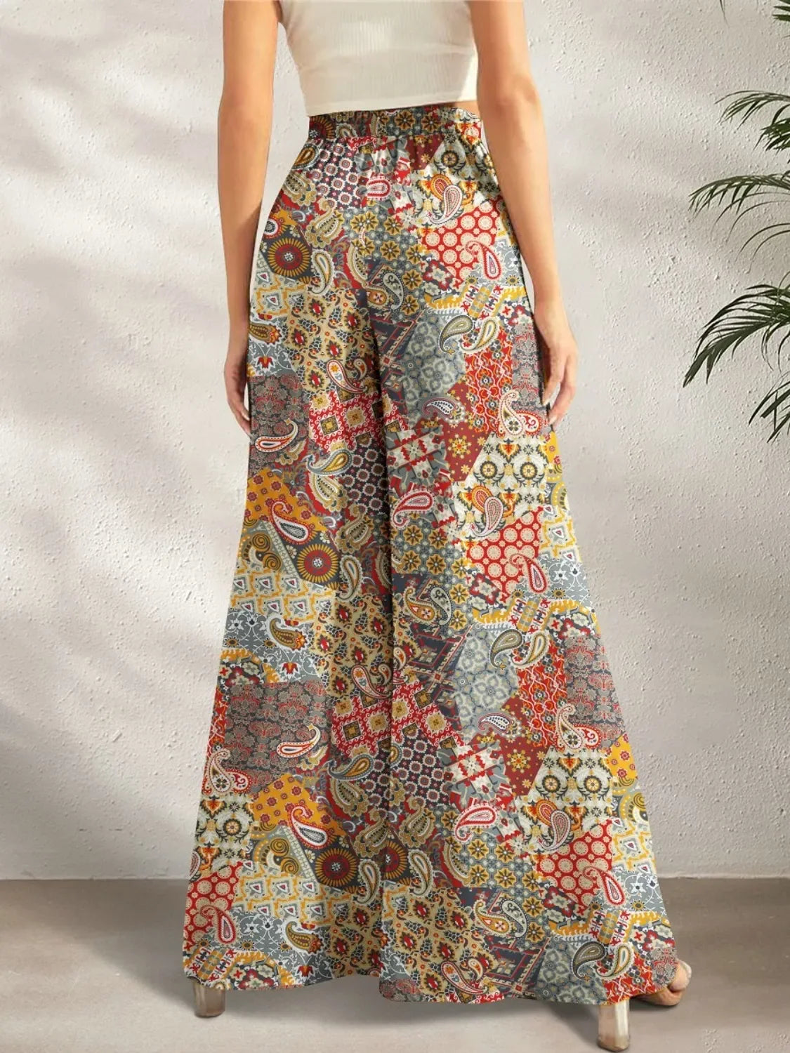 Printed Wide Leg Pants - Makw Official Site