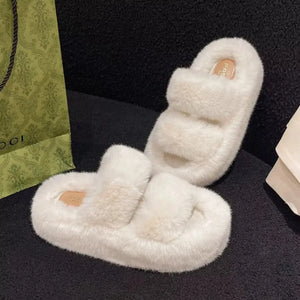 Fuzzy Open Toe Slippers - Makw Official Site