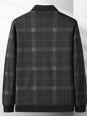 Men's Plus Size Plaid Lightweight Bomber Jacket - Makw Official Site