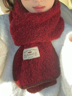 Contrast Trim Plush Winter Scarf - Makw Official Site