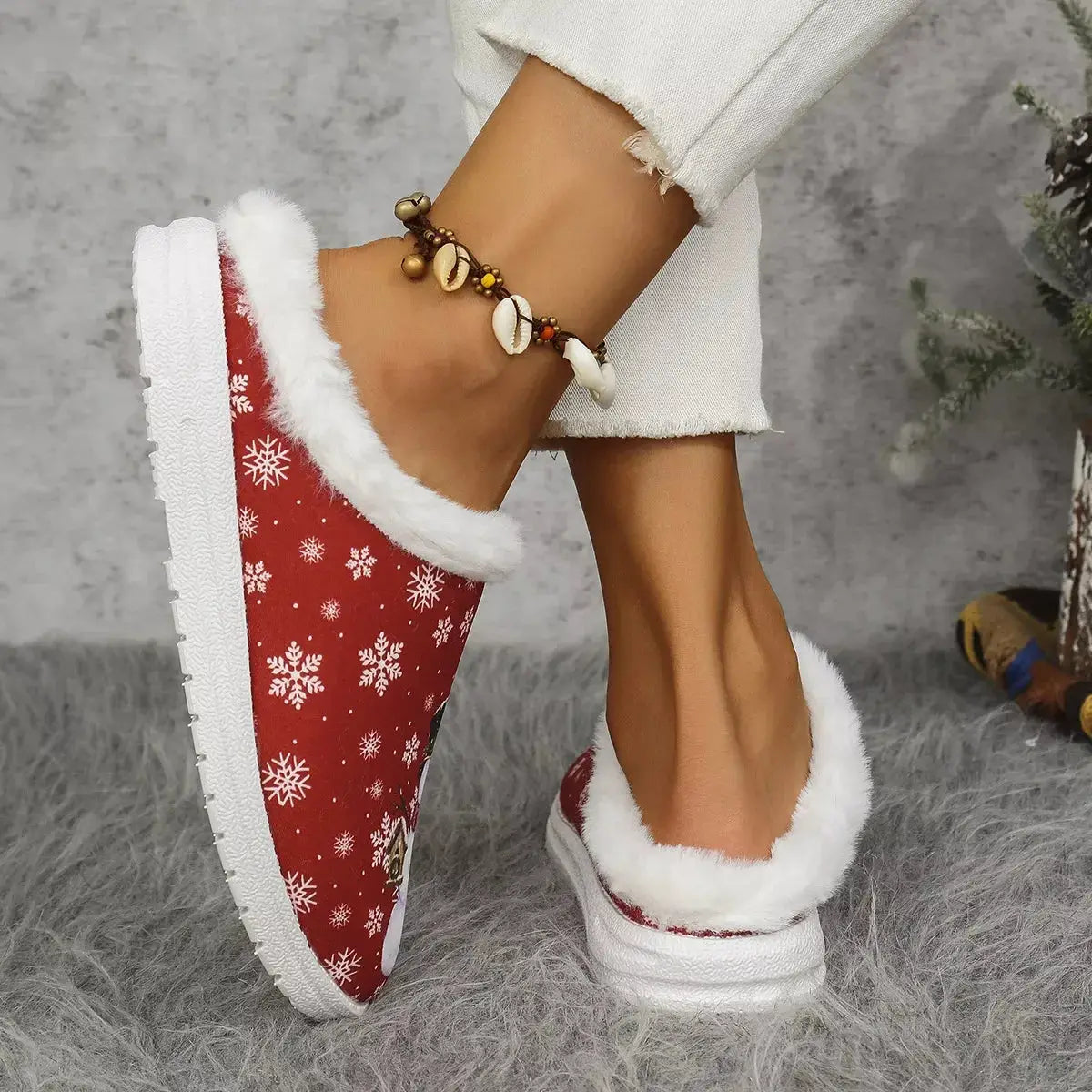 Christmas Snowman Plush Lined Slippers - Makw Official Site
