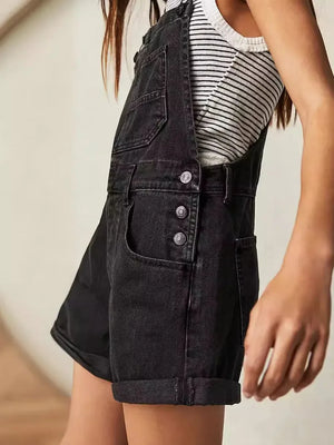Square Neck Wide Strap Denim Overalls - Makw Official Site