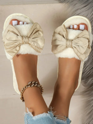 Bow Open Toe Slippers - Makw Official Site