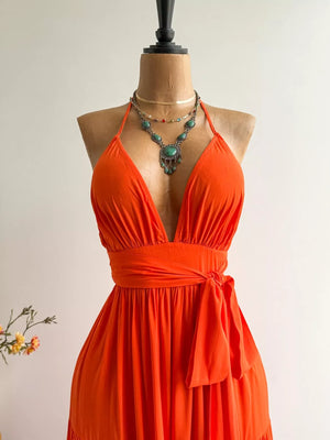 Halter Neck Tiered Dress - Makw Official Site