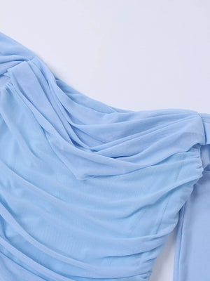 Off-Shoulder Ruched Mermaid Maxi Dress - Makw Official Site