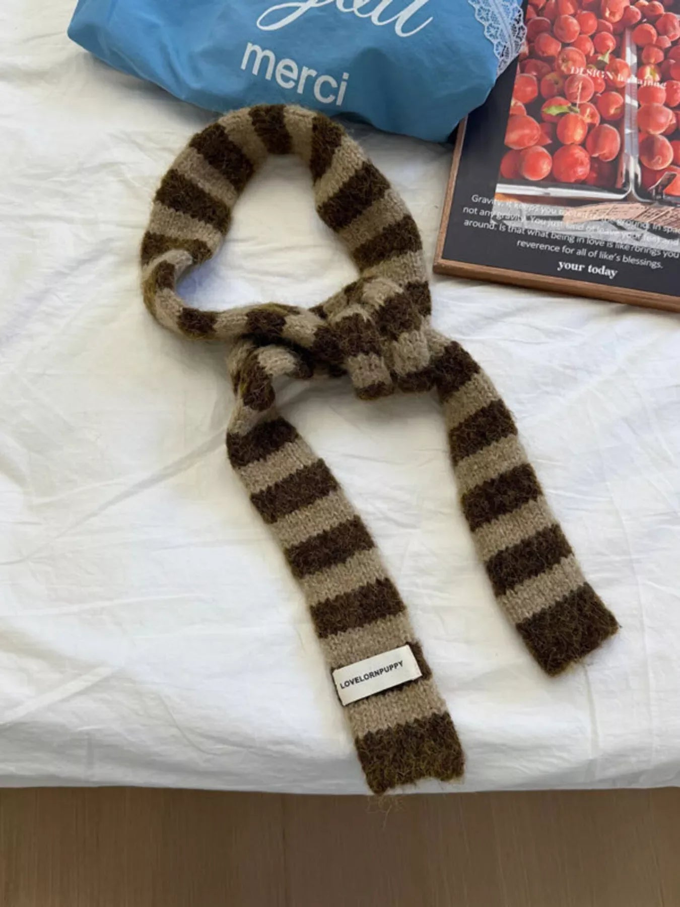 Striped Knitted Warm Scarf - Makw Official Site