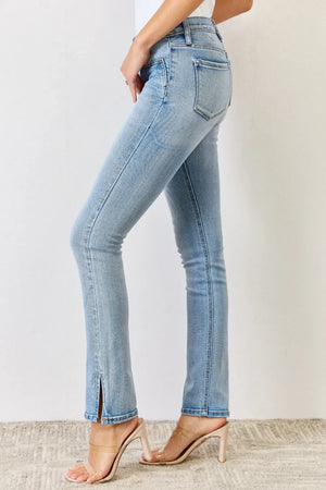 Kancan Full Size Mid Rise Y2K Slit Bootcut Jeans - Makw Official Site