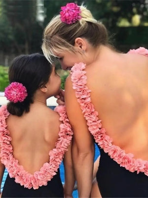 Backless Petal Strap Parent-Child Swimsuit - Makw Official Site