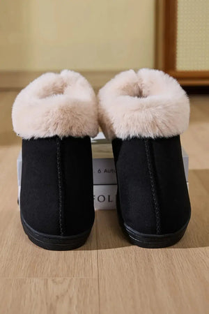Faux Fur Round Toe Platform Slippers - Makw Official Site