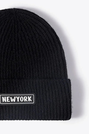 NEWYORK Patch Rib-Knit Cuffed Beanie - Makw Official Site