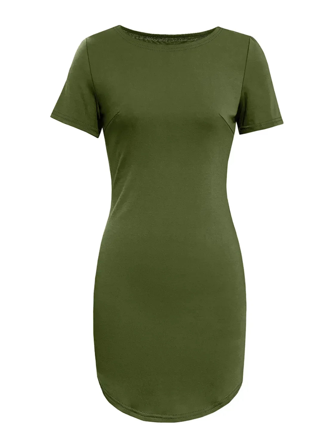 Round Neck Short Sleeve Mini Tee Dress - Makw Official Site