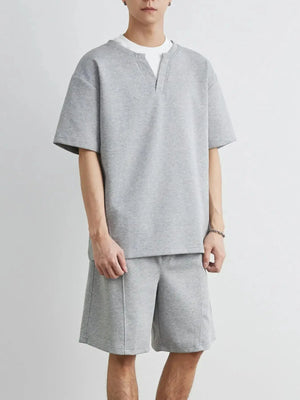 Men's Plus Size Half Sleeve Top and Shorts Set - Makw Official Site